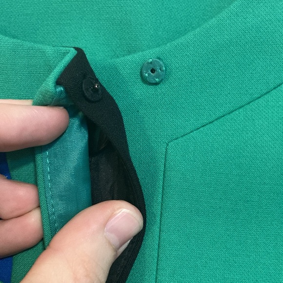 Carlisle Womens Size 6 Green Hidden Button Colorblocking Mod Artist Car Coat - Picture 6 of 12
